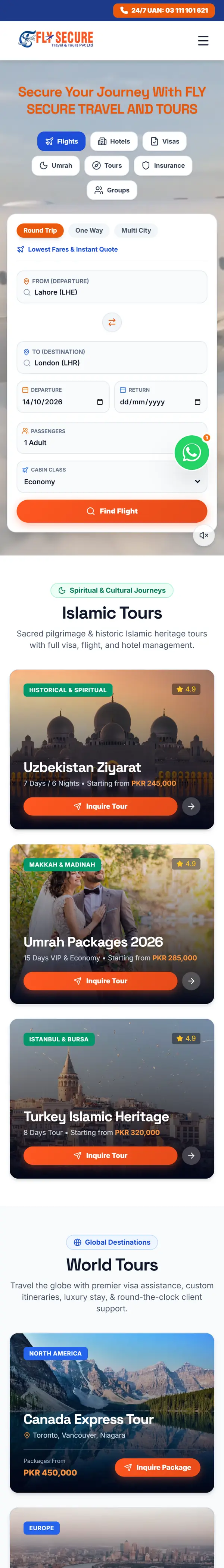 Fly Secure Travel & Tours on a phone