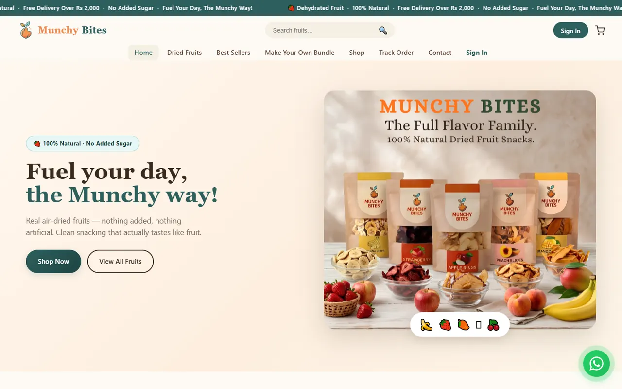 Munchy Bites homepage